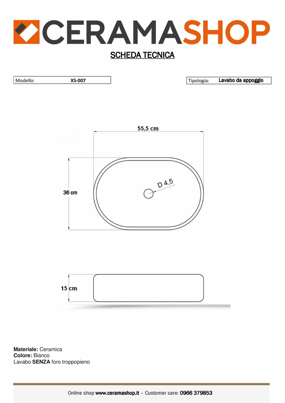 xs 007 0001 scaled Lavabo d'appoggio "XS-0007M" ceramica bianco opaco